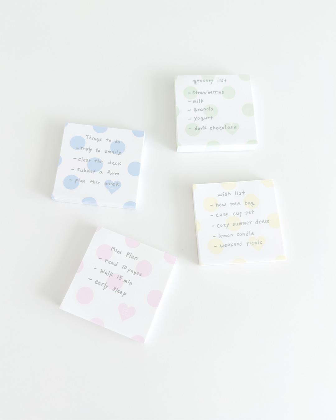 Dot Heart Memo Pad (4 colors)