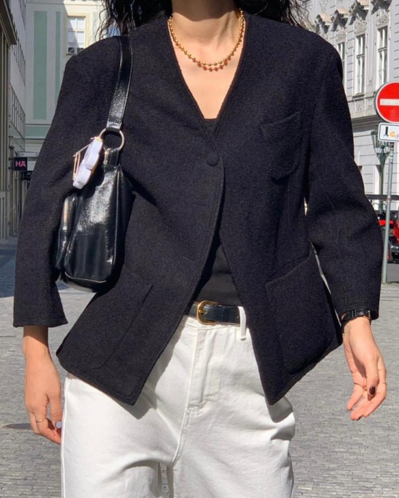 Vasil 바질 쓰리 스티치 자켓 노카라 자켓(3col)