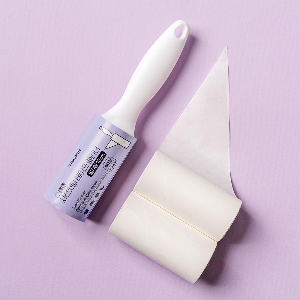 인블룸 사선컷팅 테이프 클리너 일자형 10cm 여행용 미니 핸들 돌돌이 본품 1개 리필1개+1개