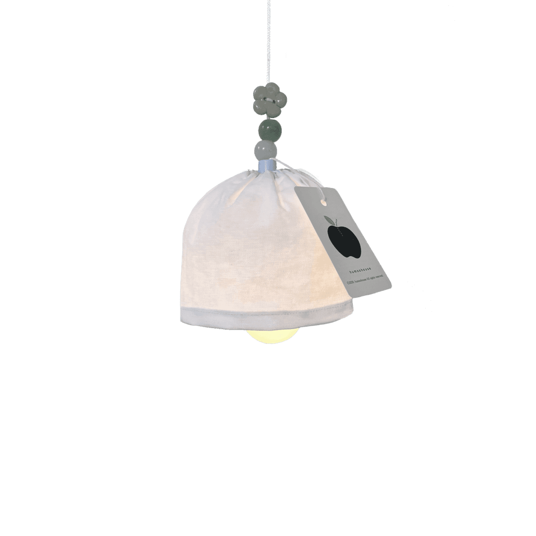 green-white fabirc hanging lamp bell