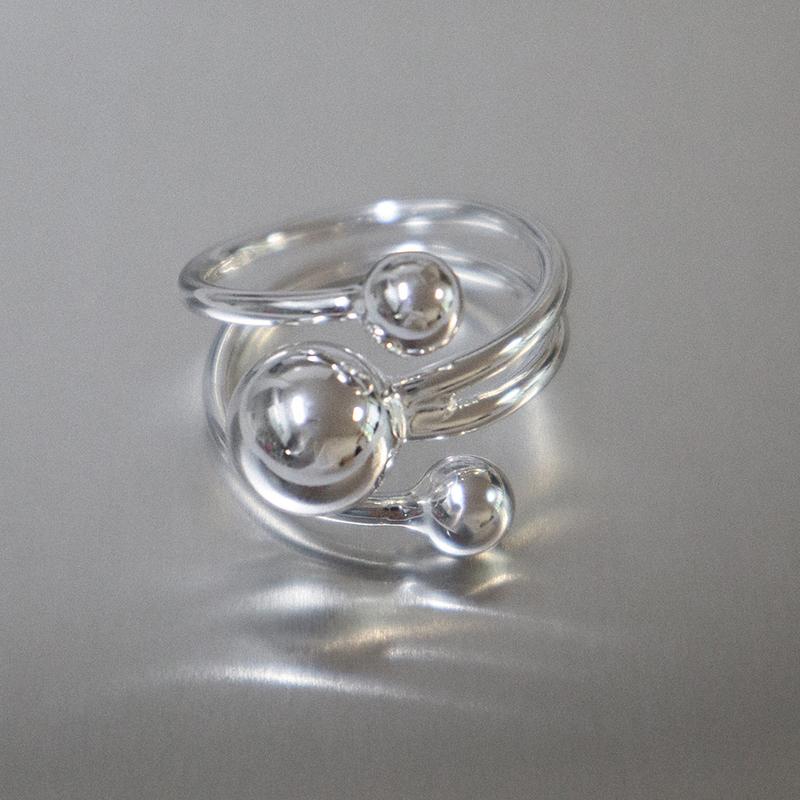Layered Ball Open Ring