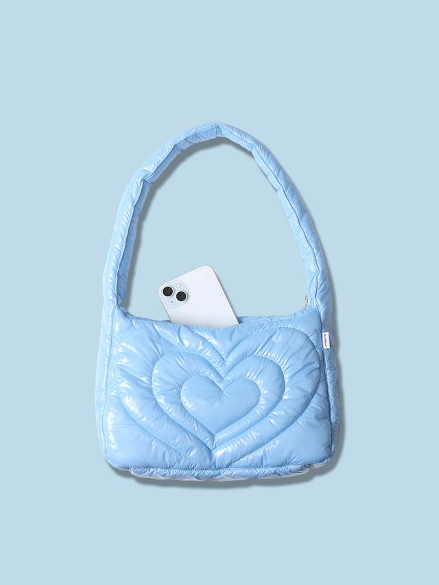 Heart Puffer Shoulder Bag Skyblue