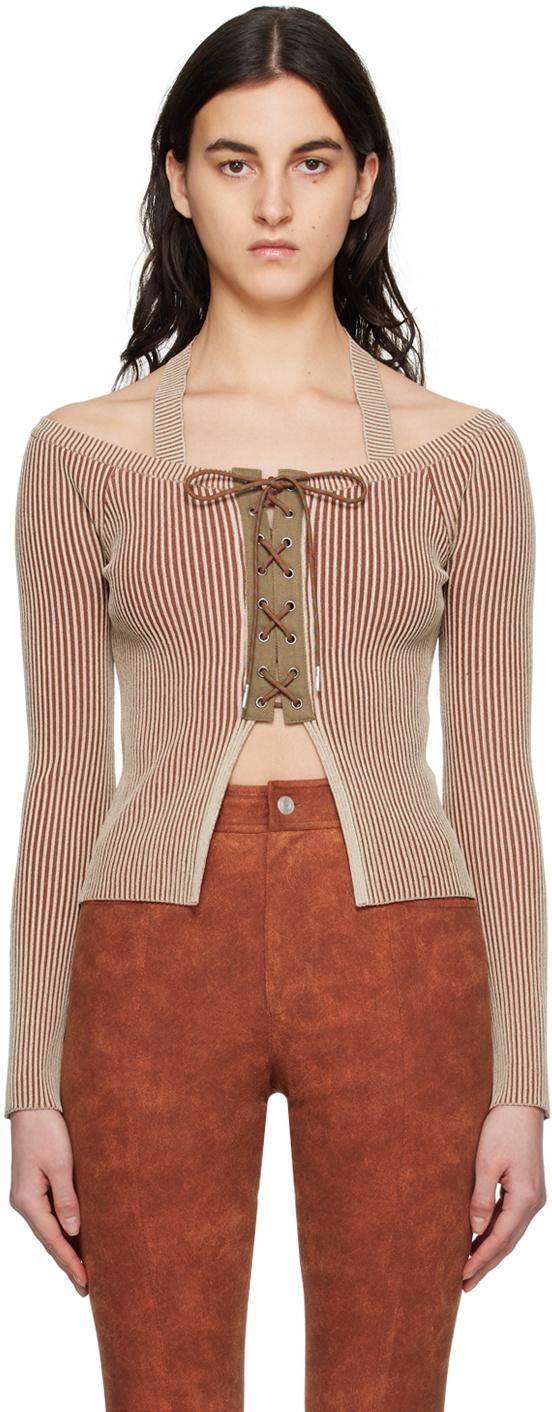 Andersson Bell Beige Lace-Up Top