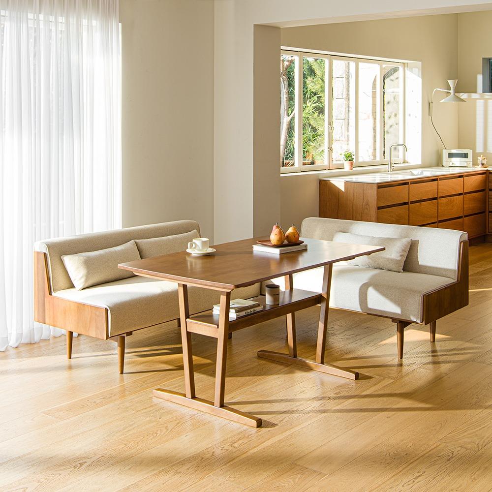 미네 리빙다이닝 4인 원목 코너형 식탁세트(패브릭소파형)