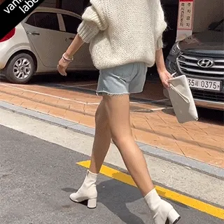 빠른배송🧡자체제작 라니브 각코 베이직 원형굽 스판 앵클부츠(5cm)
