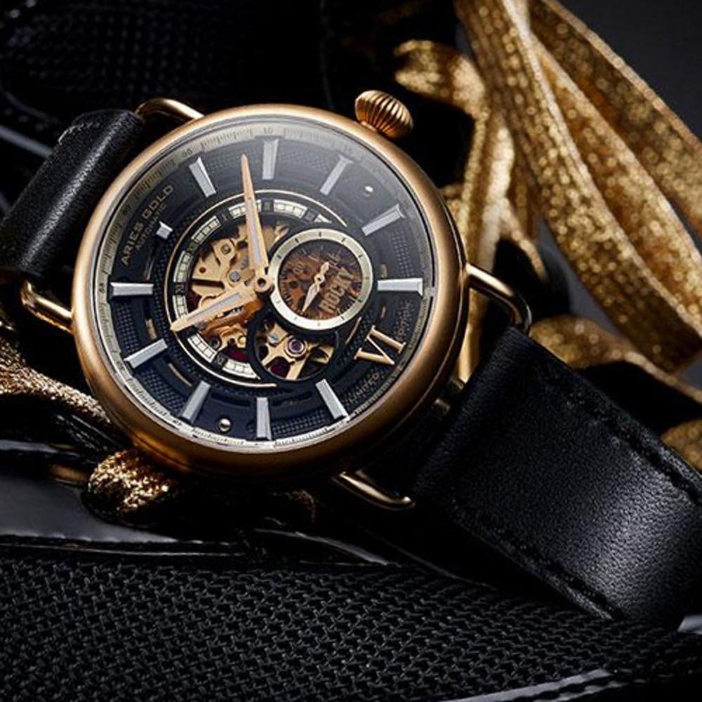 [에리스골드] G9013G-BK 오토메틱 가죽밴드시계 싱가폴 명품