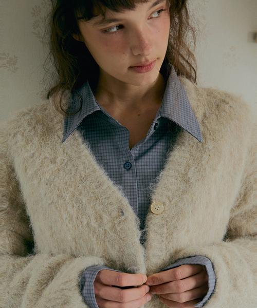 헤비브러쉬 울 가디건-베이지