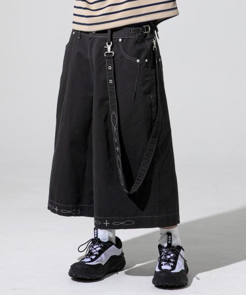 XP285 웨스턴 체인 버뮤다 코튼 팬츠 (BLACK)