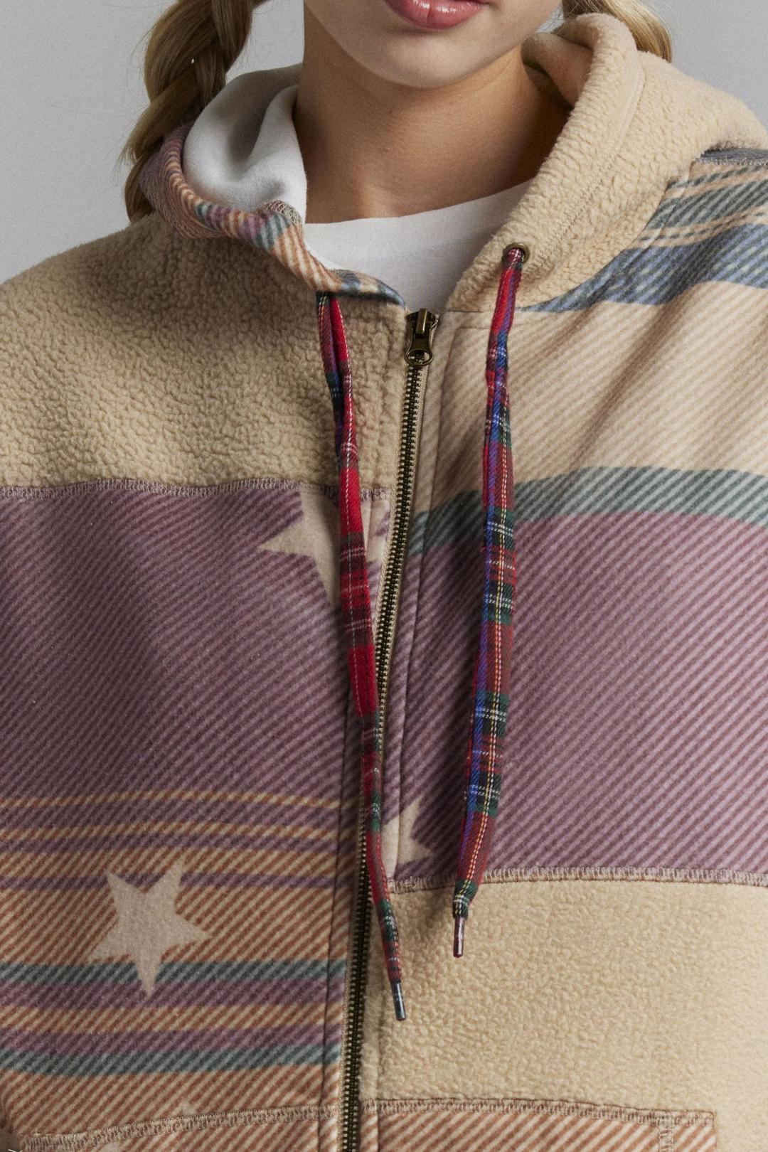 BDG 헌터 패치워크 플리스 지퍼업 후드 스웨트셔츠