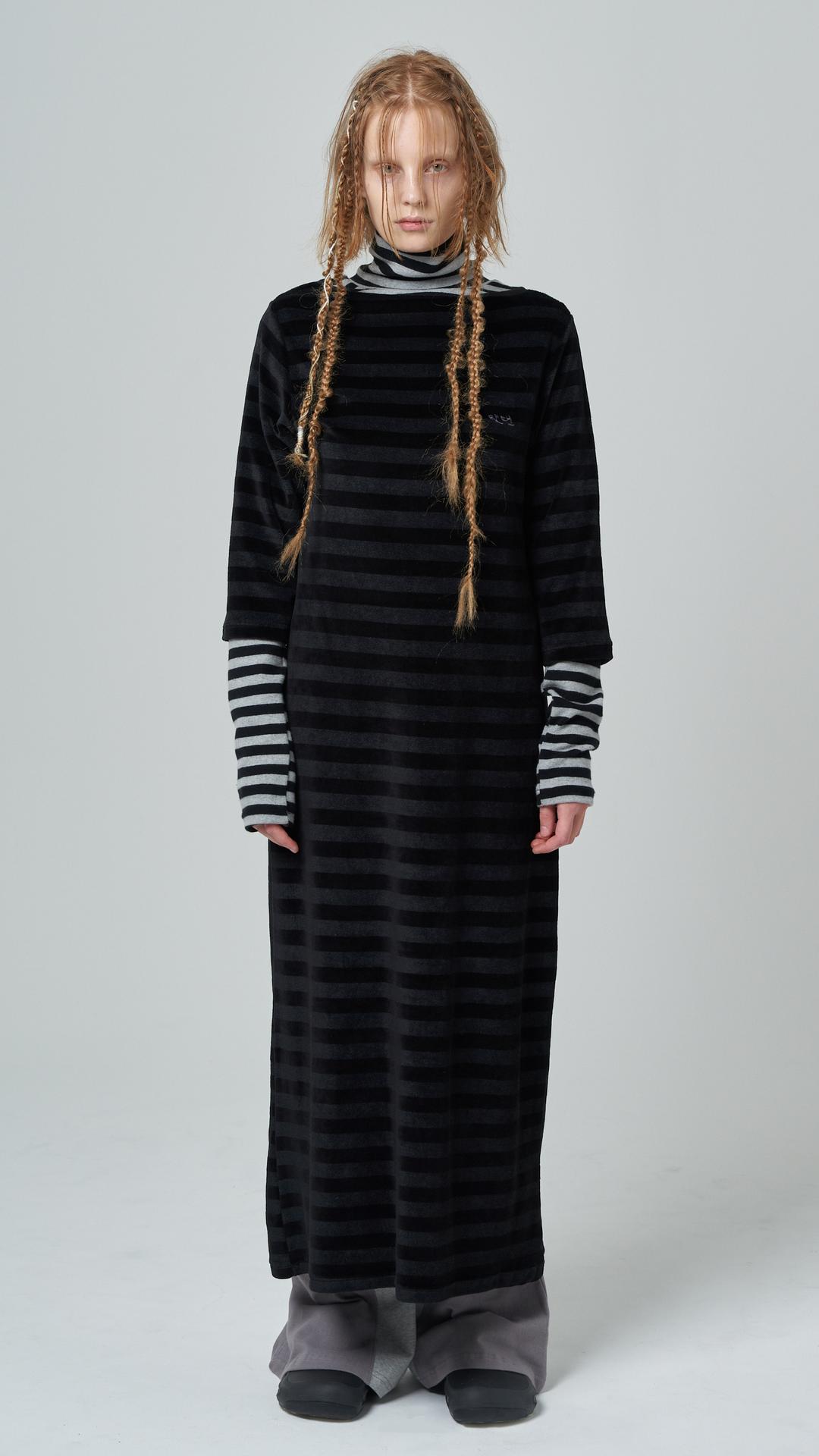 Stripe maxi dress_black