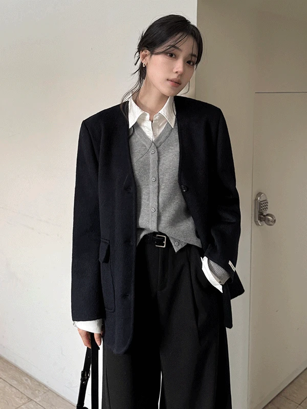 [무료배송/프리미엄봉제] only. 모던미니멀 노카라 핸드메이드코트 - 2 color (오늘드림🚚)