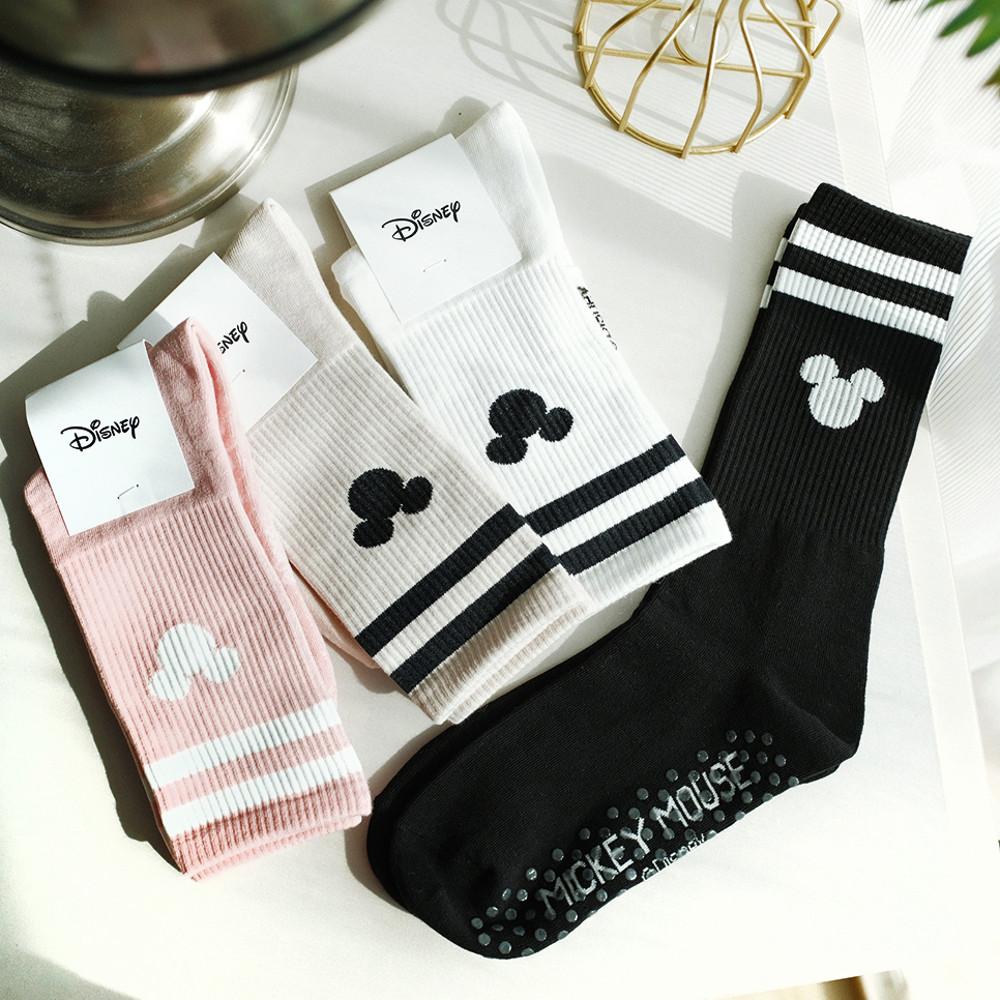 디즈니 미키 로고 무용 양말 미끄럼방지 필라테스 중목 삭스