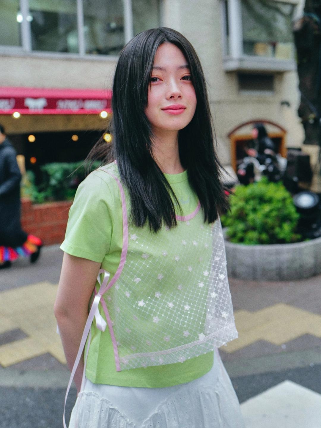 [LO AXUAL] SS 25 FLOWER PATCH TWINKLE VEST_PINK - PINK / ONE SIZE