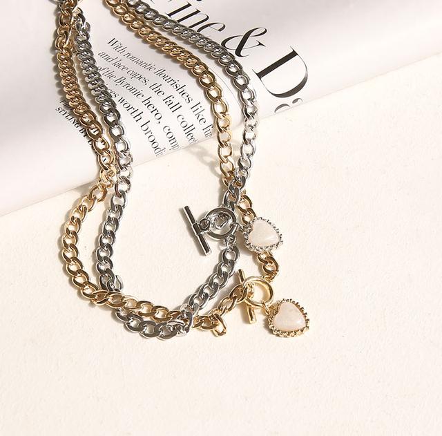 [JEWELRY] HEART PENDANT LAYERED NECKLACE