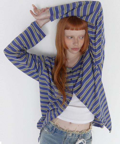 렌세(RENSE)  Stripe Button Long Sleeve Blue - 사이즈 & 후기 | 무신사