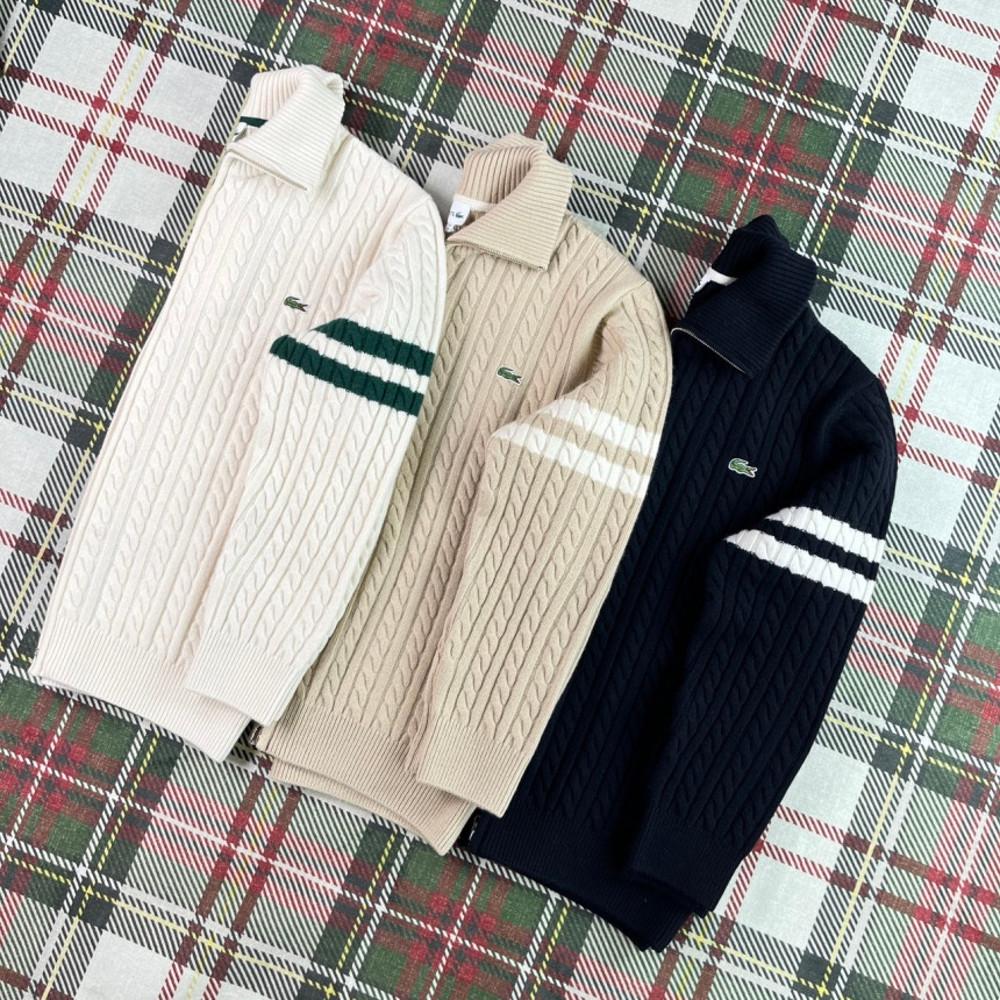 [타임세일] [백화점판] 라코스테 23FW 투웨이 풀집케이블 100%울 가디건 (팁핑3color)