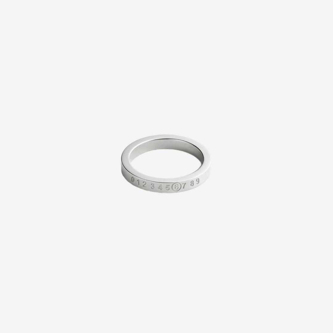 (W) MM6 Maison Margiela Numeric Minimal Signature Ring Shiny Silver Palladium