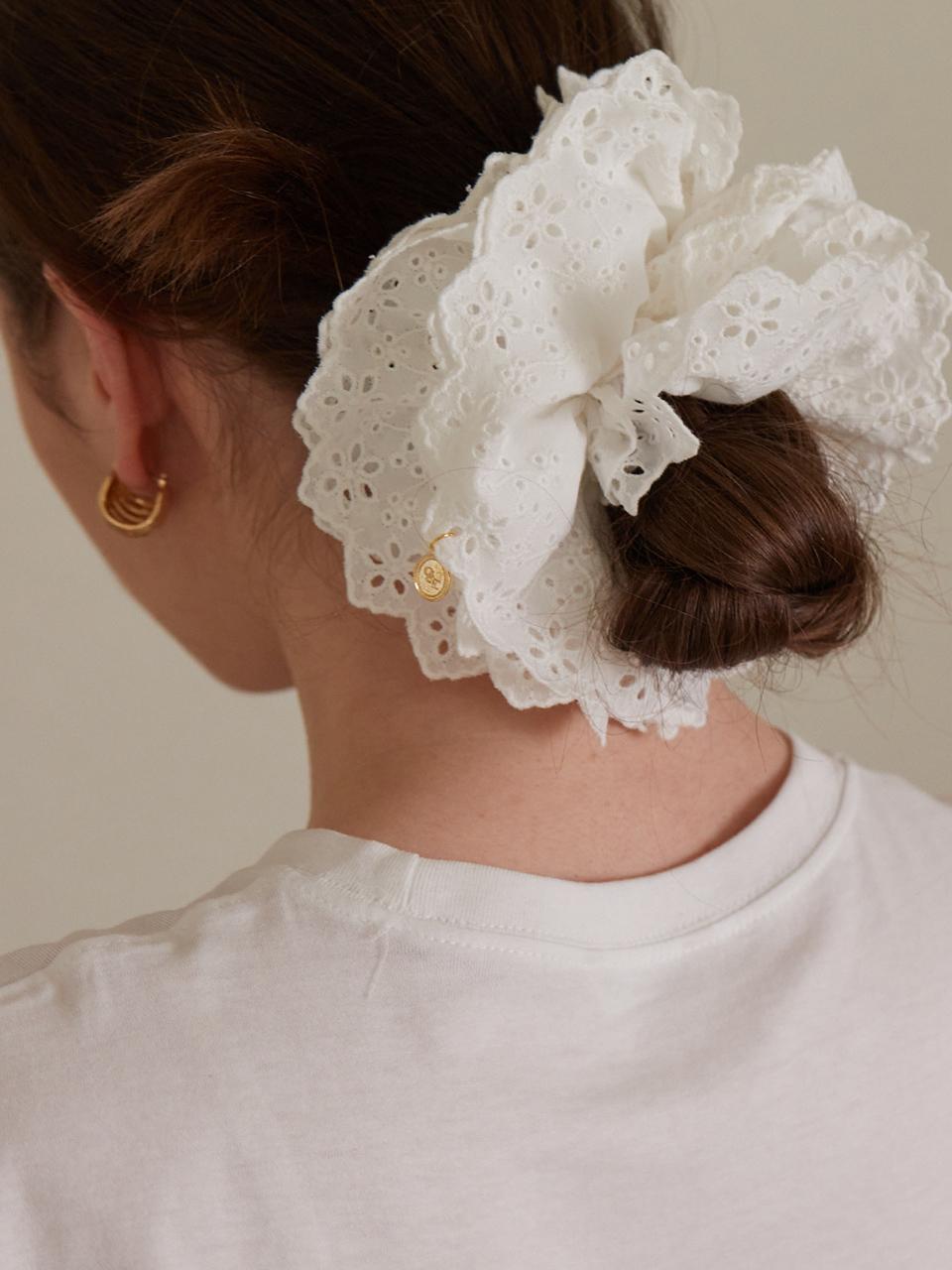 Lace Flower Scrunchie[White]