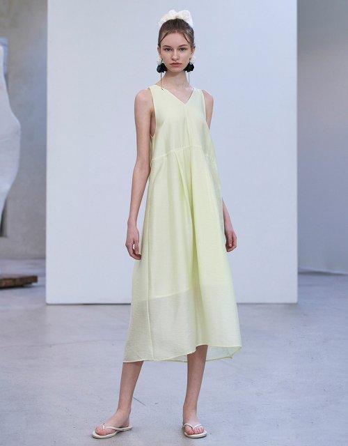 브이넥 슬리브리스 드레스 WBBSOP017 - Yellow