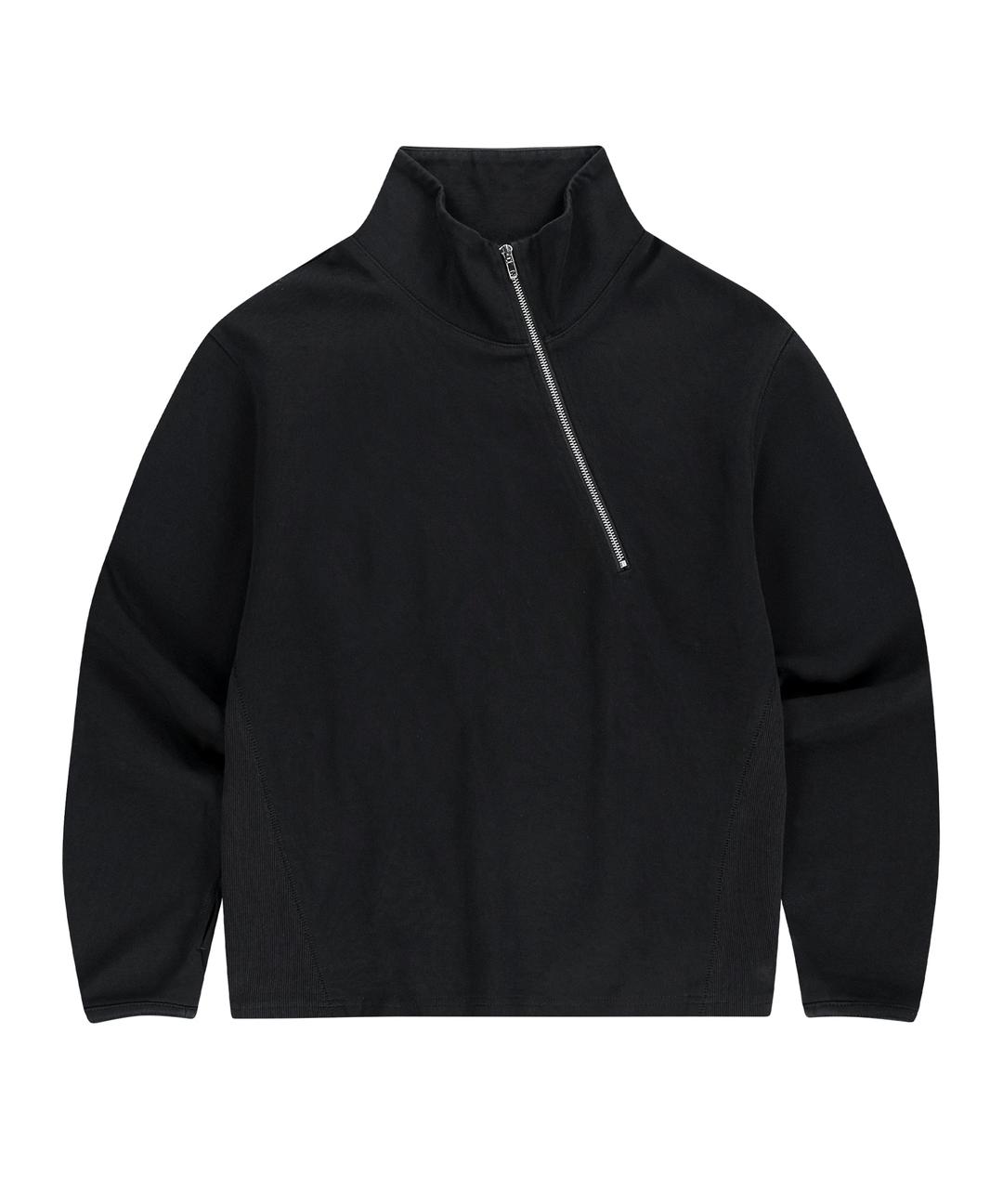 DIAGNAL HALF ZIP-UP [BLACK]