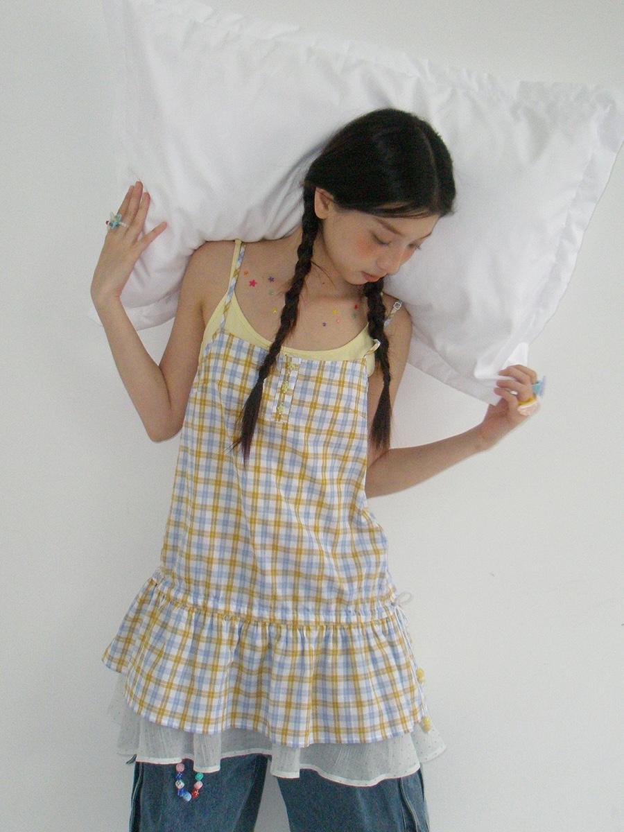 ODD MAKER X SUNONEBIRD Layered Dot Mesh Camisole (2color)