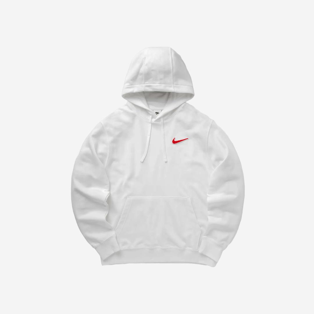Nike Club French Terry Pullover Hoodie White University Red - Asia