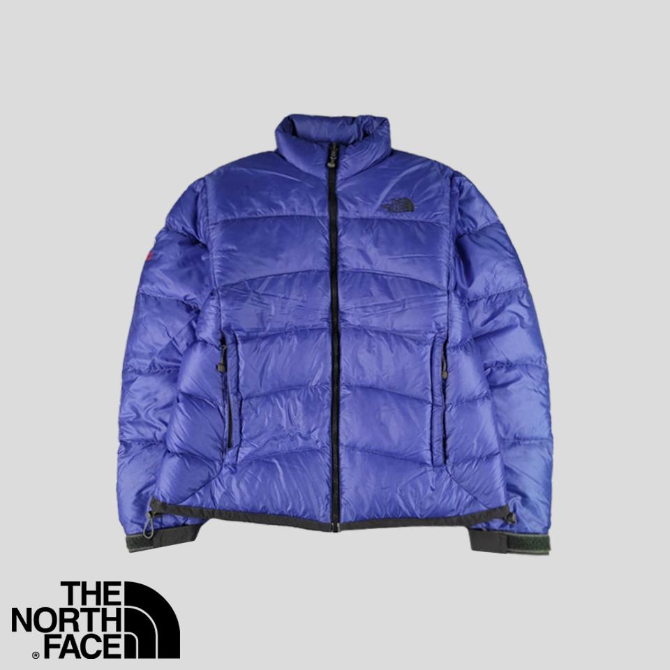 노스페이스 퍼플 바이올렛 그레이 로고자수 라이닝 써밋시리즈 립스탑 아콘카구아 나일론 덕다운 오리털 패딩 점퍼 S