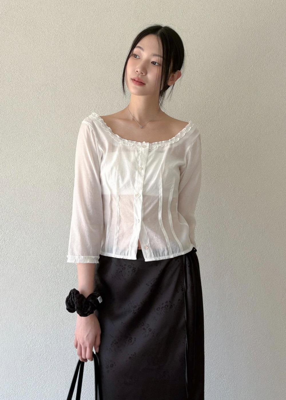 코아 시스루 자개 블라우스 [3co]