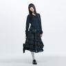 CHECK FRILL MIDI SKIRT, NAVY