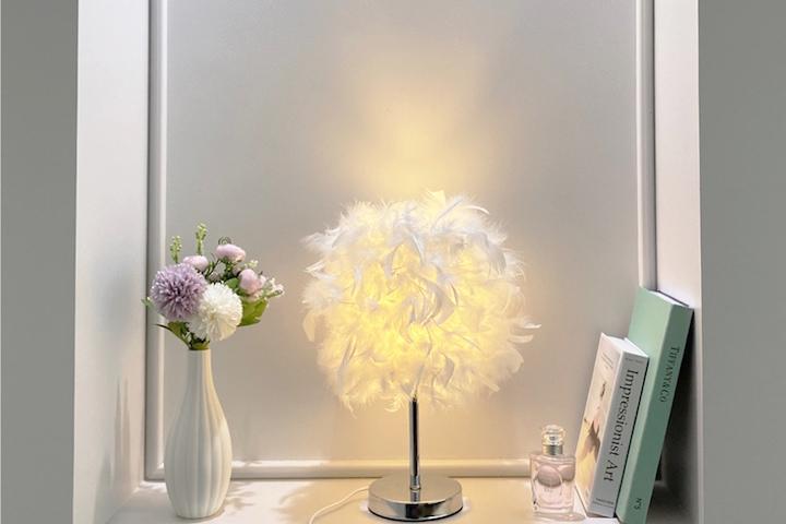 [15%쿠폰]북유럽 인테리어 테이블 조명 깃털 단스탠드 LED 무드등(리모컨 추가가능)