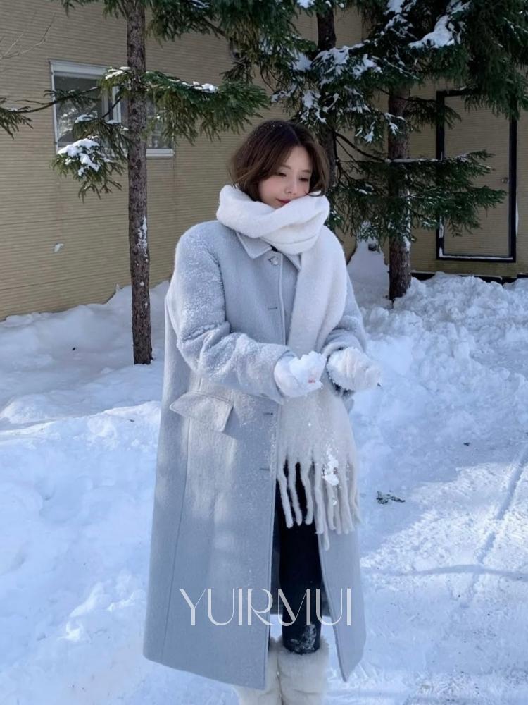 유이르무이 riette 리에뜨 모그 울 모헤어 싱글 카라 롱 코트 2color