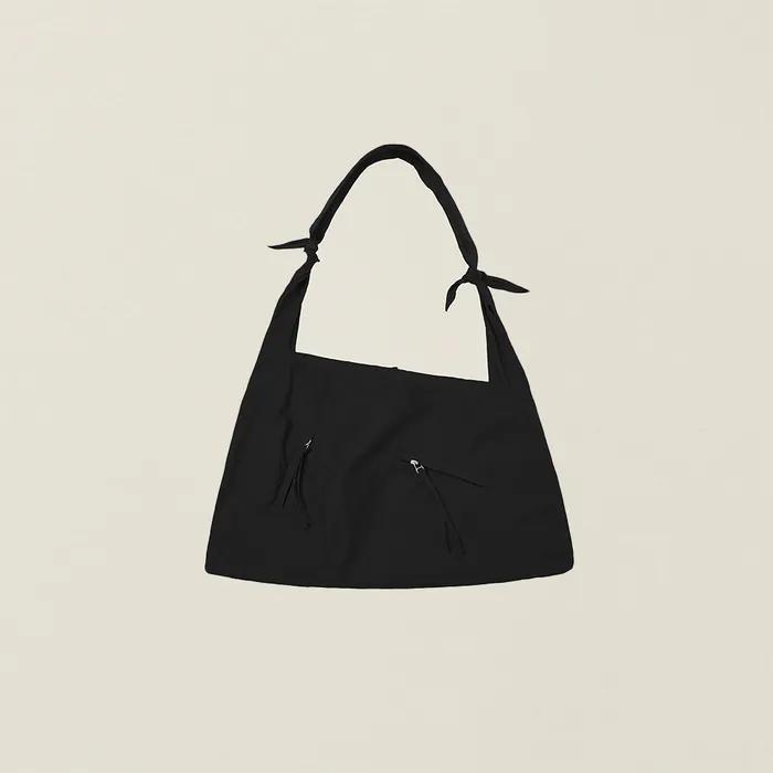 GARMENT DYED 2 WAY STRAP TOTE BAG (LARGE) BLACK