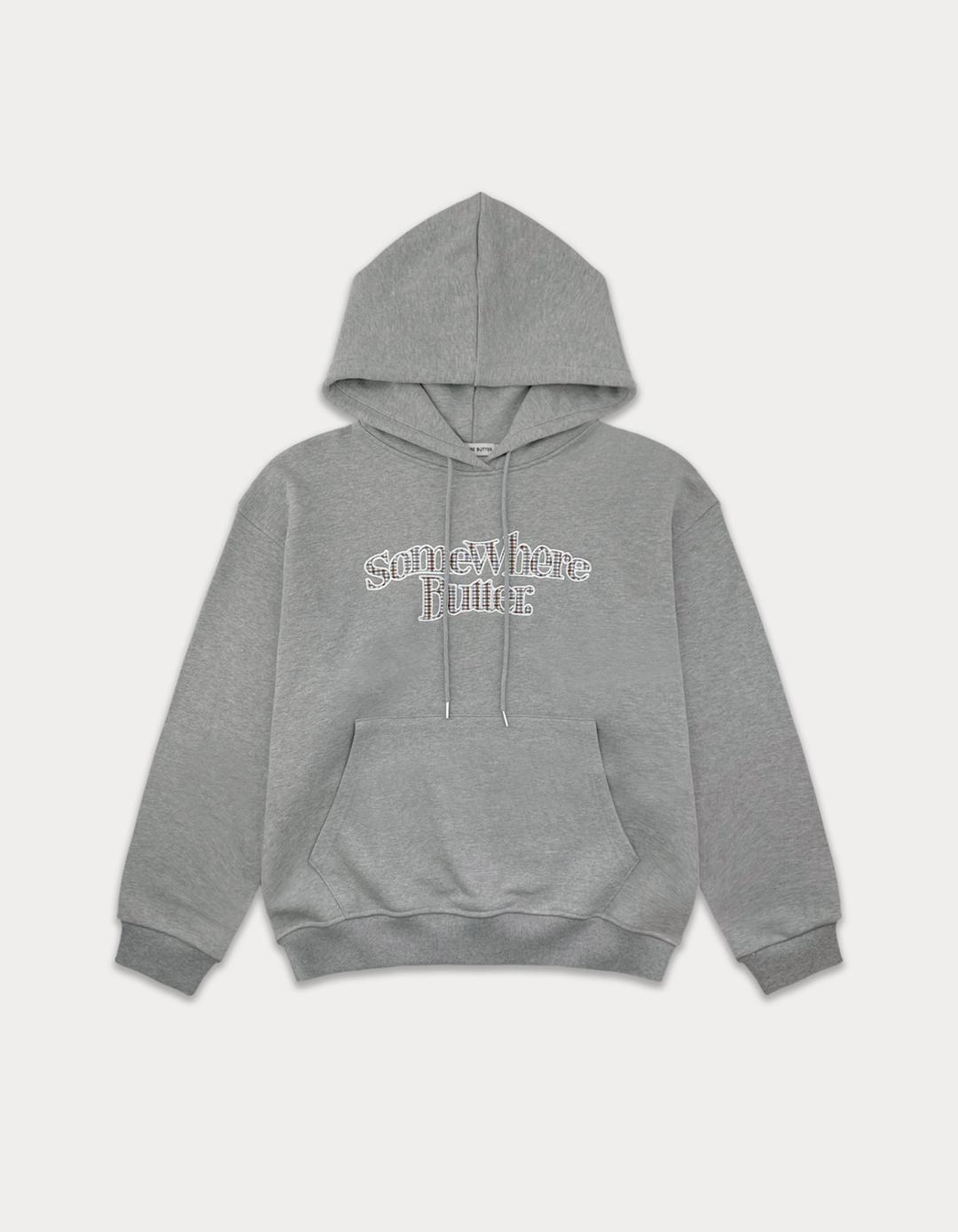 2nd / Check Wave Logo Hoodie - Grey