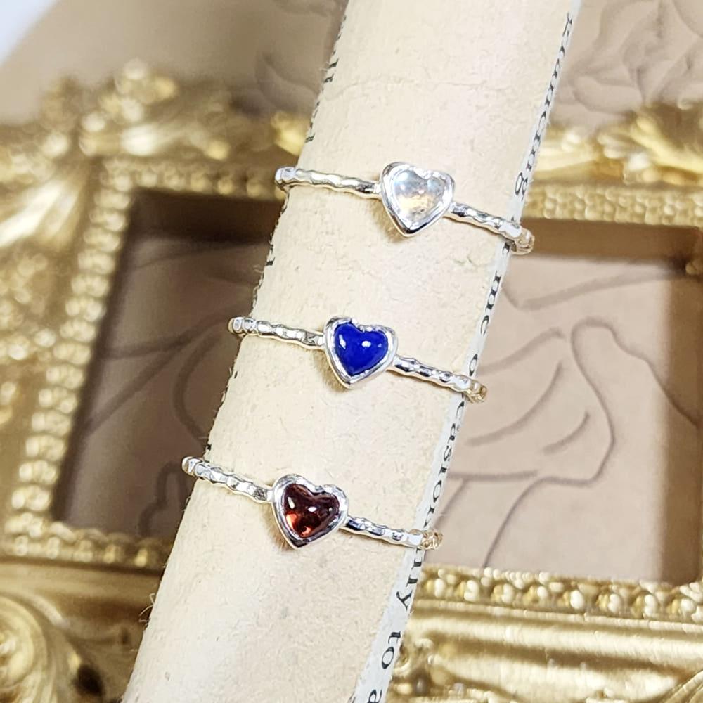 [MXR0004] 실버 데일리 원석 하트 가넷 라피스라줄리 래브라도라이트 반지 925