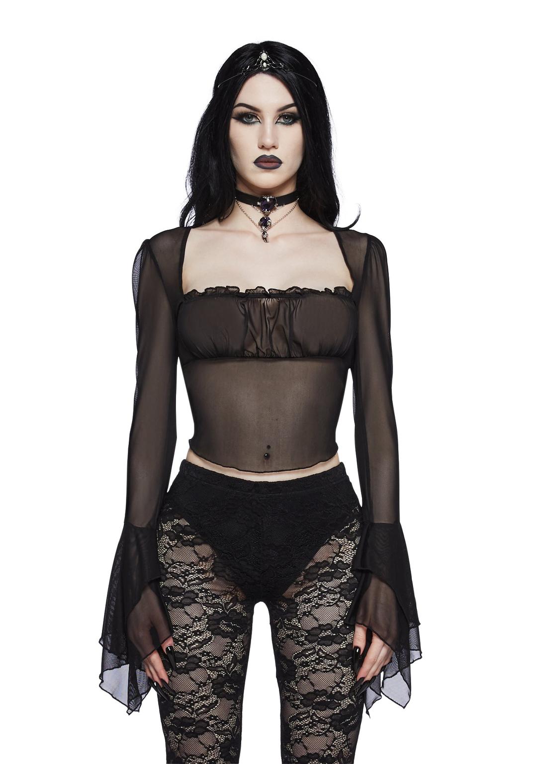 Into The Shadows Crop Top - Black - BLACK / XX-Small