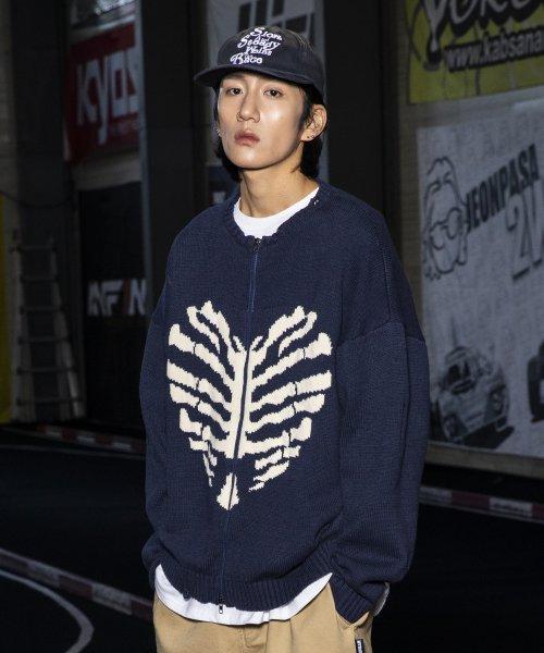 XTK037 보운 니트 집업 (NAVY)