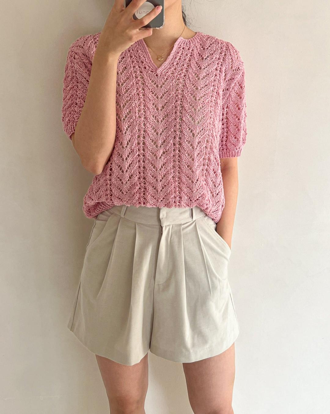 [PDF 도안] 린넨100 레이스 반팔 니트