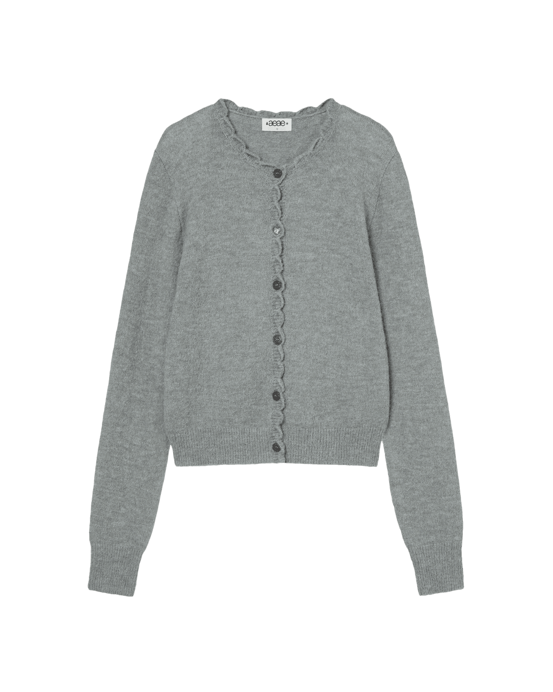 SCALLOP ROUND NECK CARDIGAN [LIGHT GREY]