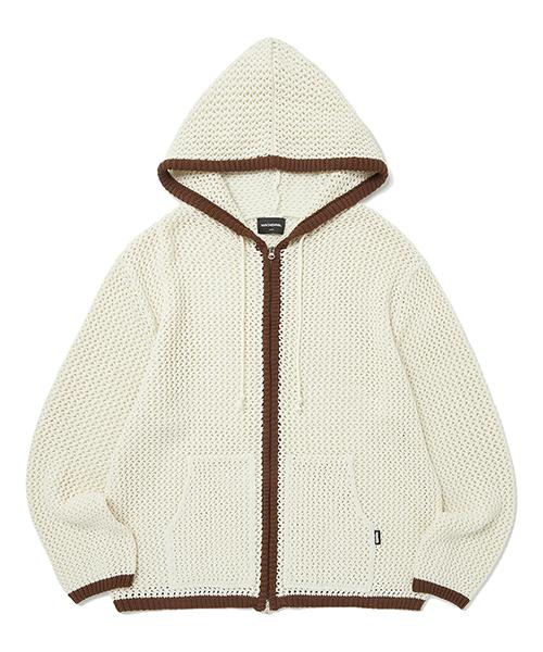 위캔더스(WKNDRS)  KNITTED CROCHET ZIPUP HOODIE (IVORY) - 사이즈 & 후기 | 무신사