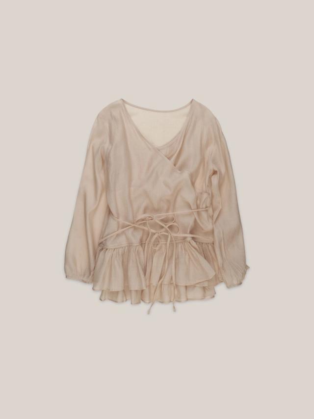 Ouro - (*4/4 순차 출고) FRILL BLOUSE SET-UP  [ BEIGE ]