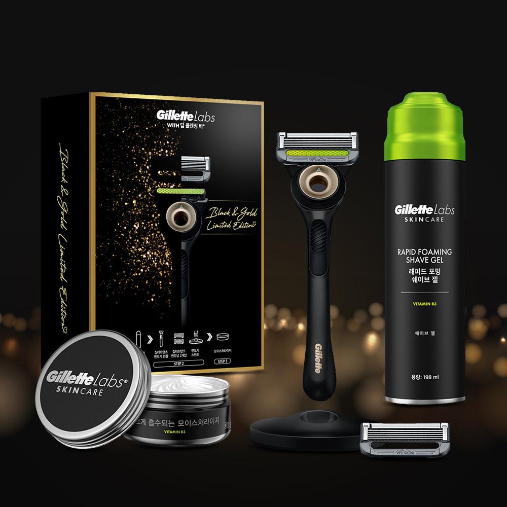 [신제품] 질레트랩스 딥 클렌징 바 블랙 & 골드 에디션 (기1+날2+젤+모이스처라이저) +쇼핑백 증정