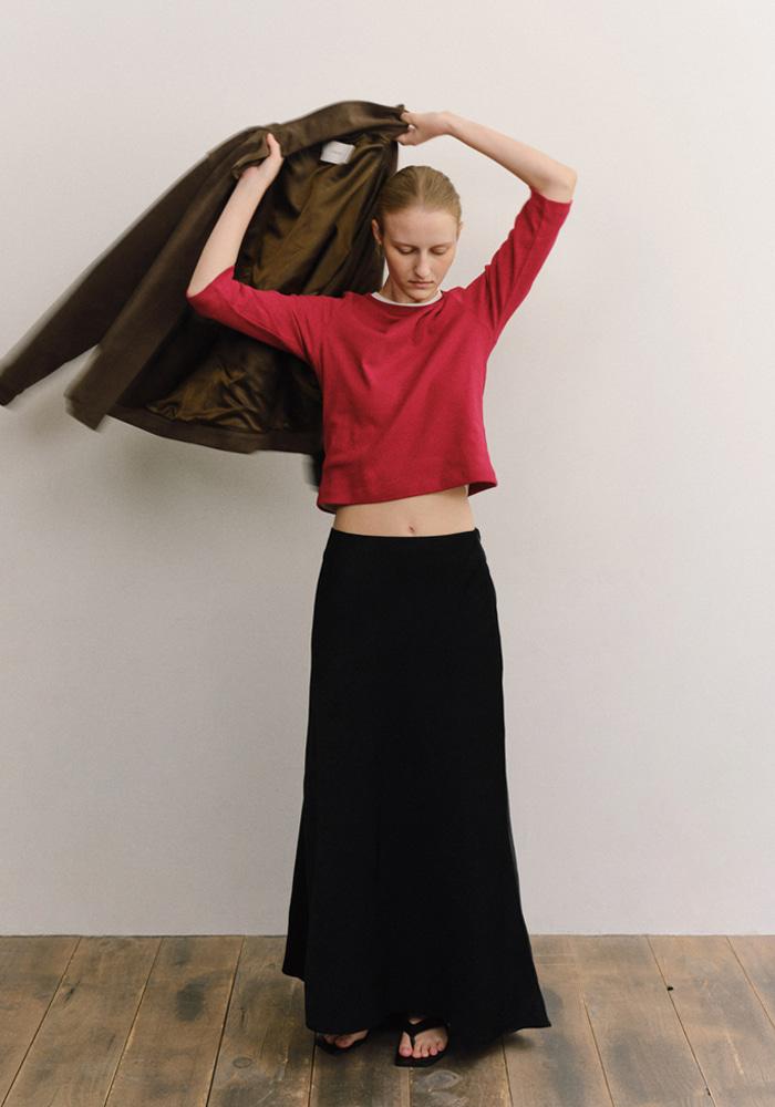 SMOOTH TEXTURE MAXI SKIRT_BLACK_OE3C2MSK92BKA