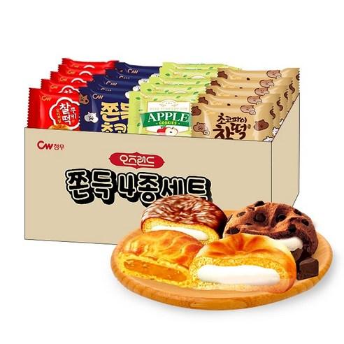 청우 오즈랜드 쫀득 4종 세트 /쫀득초코칩+찰떡쿠키+초코파이찰떡+그랑쉘사과 (총 80봉) - 과자쿠키 | 쿠팡