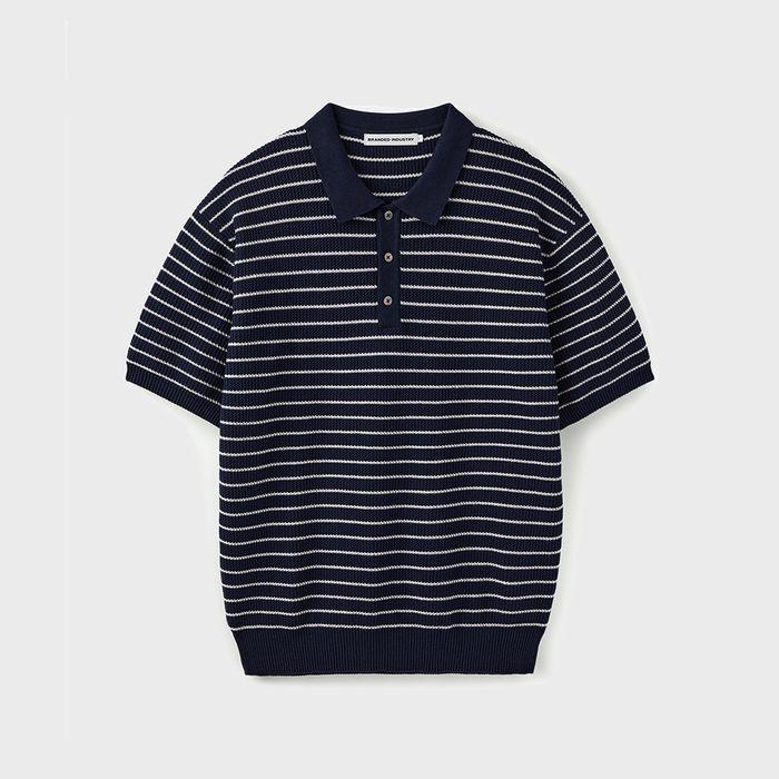 HARD TWIST HOLIDAY POLO KNIT [DARK NAVY STRIPE]