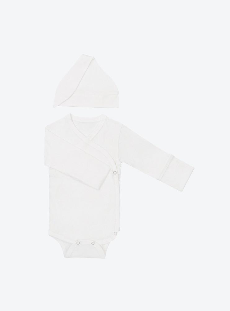 (긴팔)배냇저고리바디슈트&꼭지모자 : 아이보리