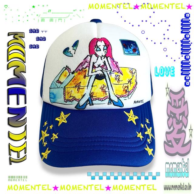 Star drawing mesh cap - Blue