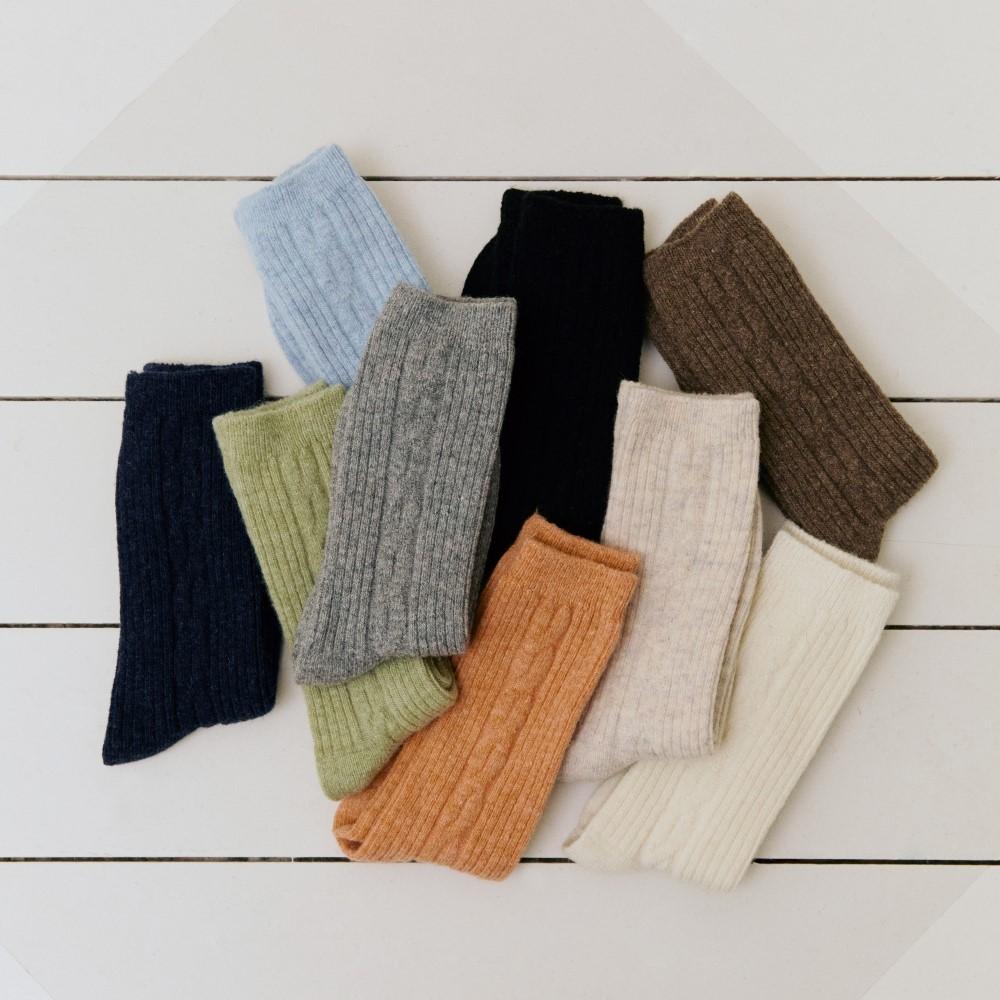 cable wool socks (9 colors)