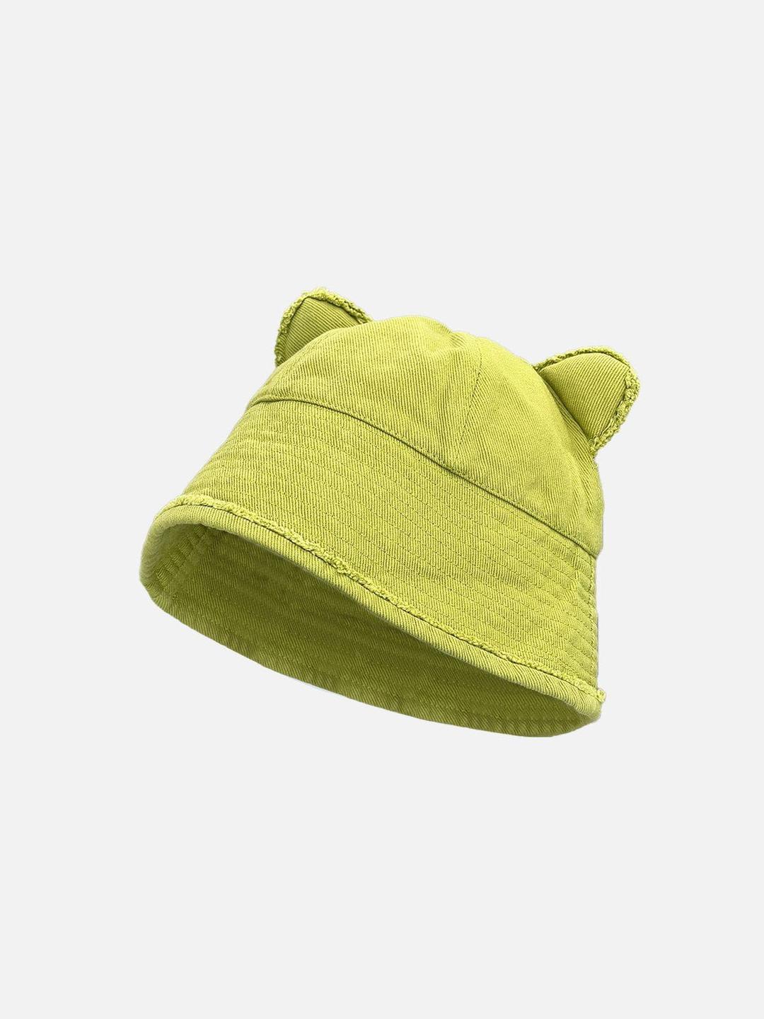 Solid Cute Bear Ears Hat - Yellow Green