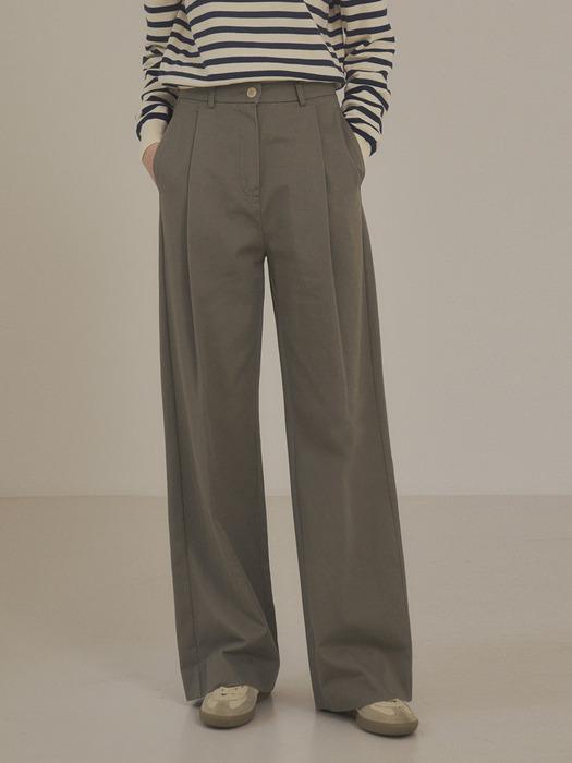 SIPT7093 원턱 와이드 치노 팬츠_Khaki gray