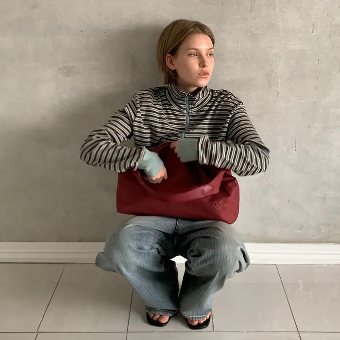 Minimal High-Neck Stripe Zip-Up (Mint)